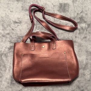 Portland Leather Goods Metallic Purple Leather Mini Crossbody Tote